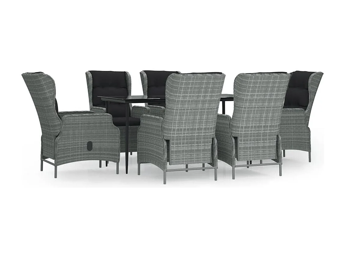 Conjunto de comedor de jardín de 7 piezas gris claro resina trenzada 02_0014358