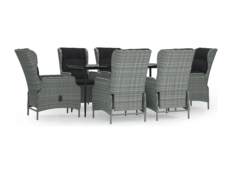 Conjunto de jantar de jardim de 7 peças cinza claro resina trançada 02_0014358