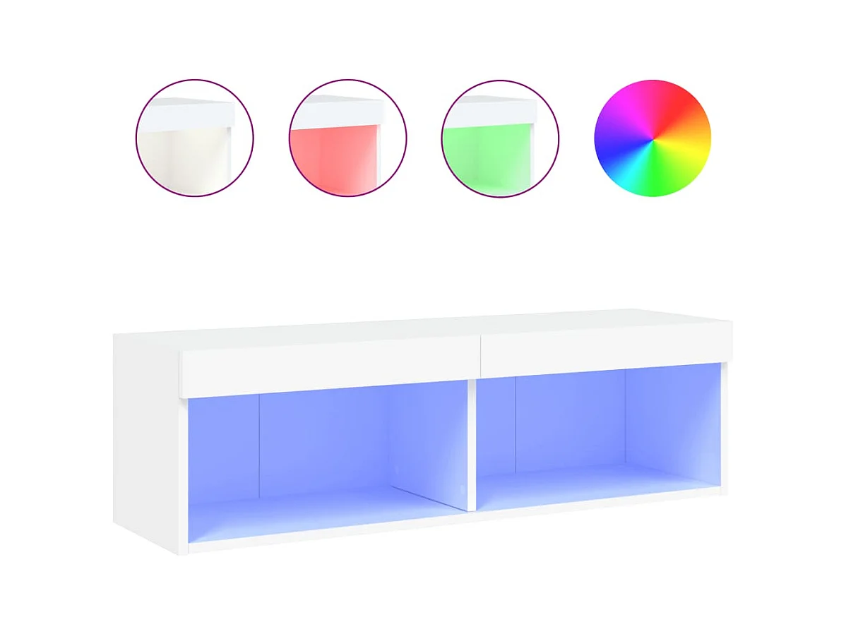 Mueble TV multimedia Estante TV Aparador TV Comedor Salón Dormitorio con luces LED 100 x 30 x 30 cm Blanco 02_0026505