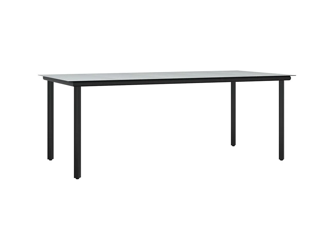 Conjunto de comedor de jardín de 7 piezas de ratán negro y gris con cojines 02_0014907