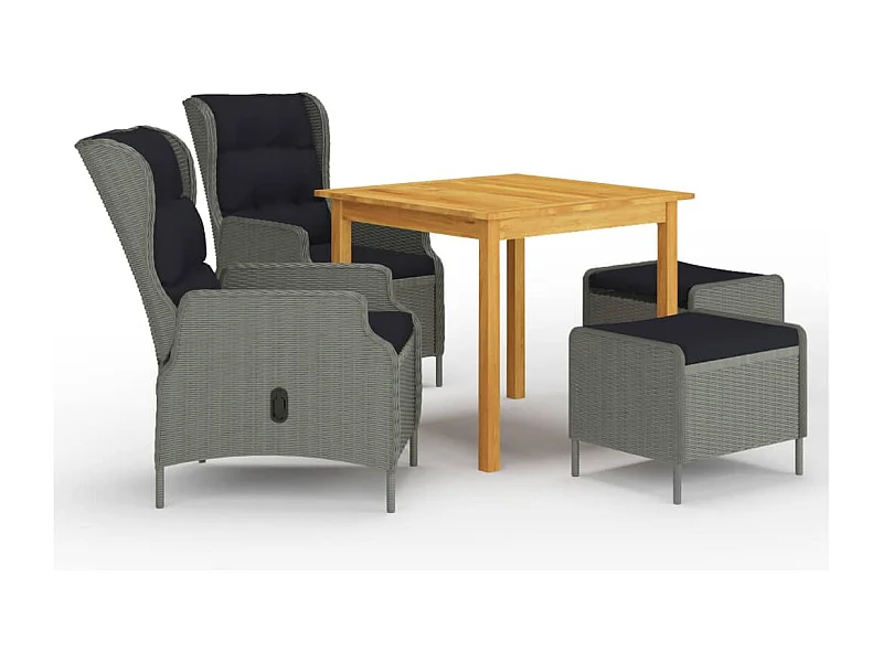 Set da pranzo da giardino 5 pezzi mobili da esterno grigio chiaro 02_0013792