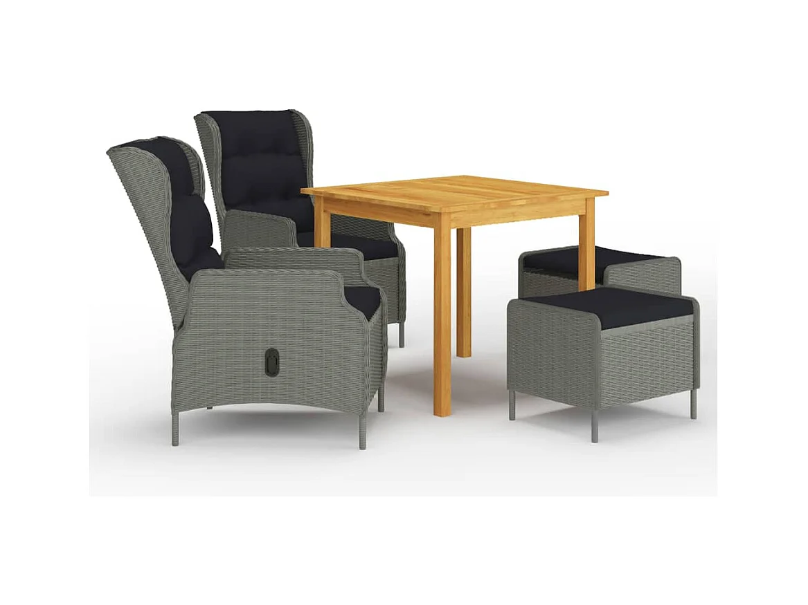 Conjunto de comedor de jardín de 5 piezas muebles de exterior gris claro 02_0013792