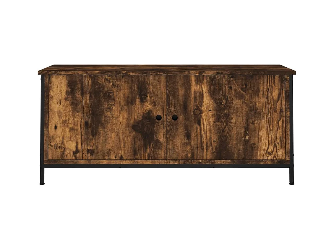 Meuble TV multimédia étagère bois marron 102 x 35 x 45 cm 02_0026898
