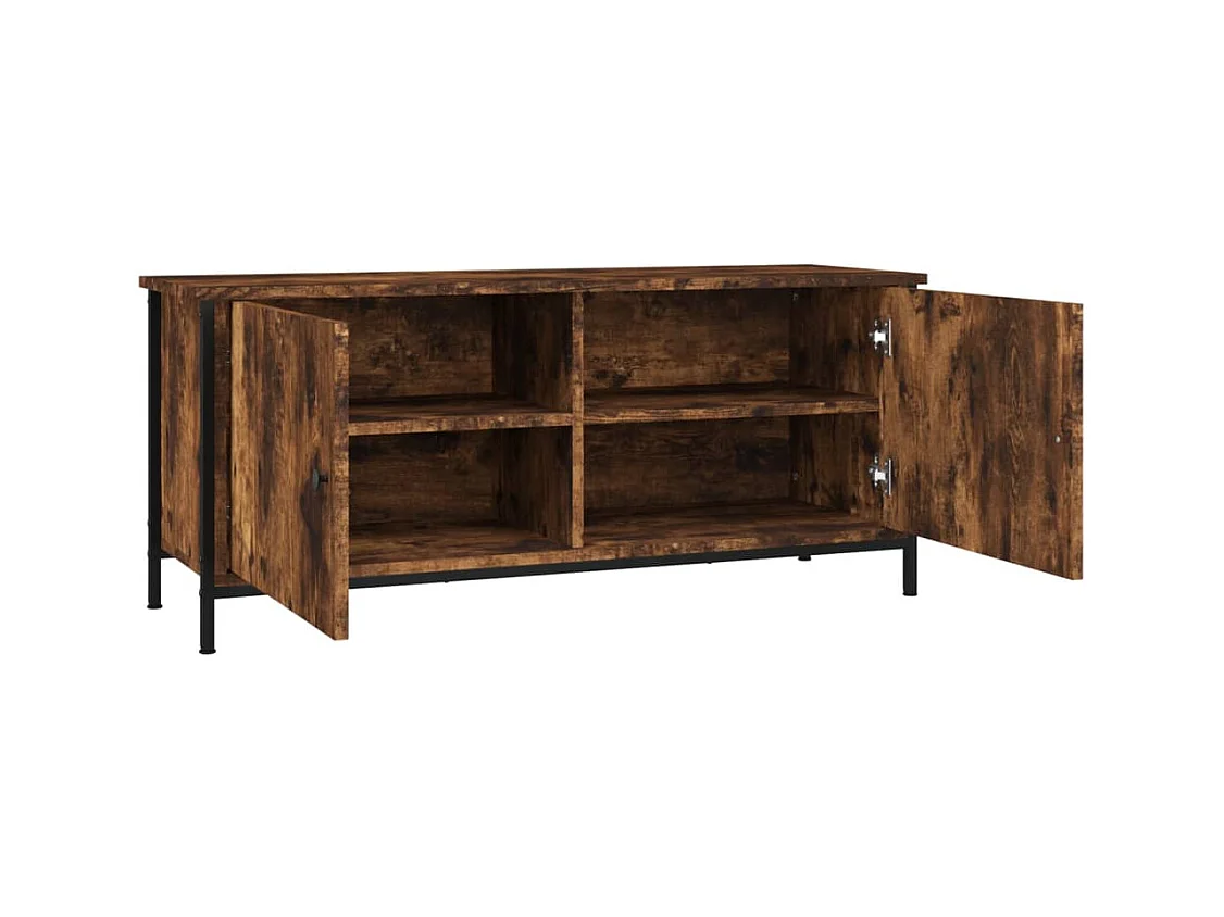 Meuble TV multimédia étagère bois marron 102 x 35 x 45 cm 02_0026898