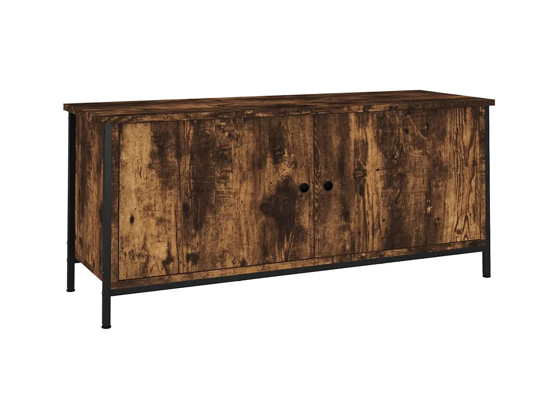 Mueble TV multimedia Estante TV Aparador TV Comedor Salón Dormitorio con puertas Roble ahumado 102 x 35 x 45 cm Madera de ingeniería marrón 02_0026898
