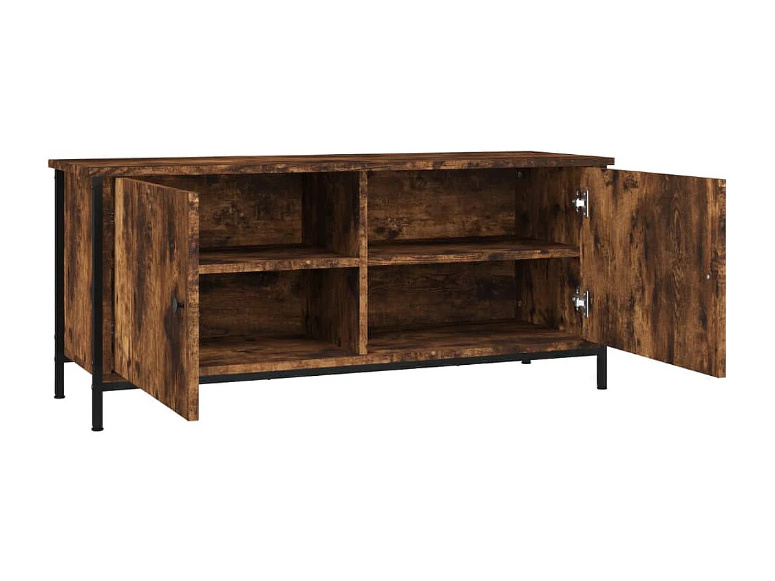 Mueble TV multimedia Estante TV Aparador TV Comedor Salón Dormitorio con puertas Roble ahumado 102 x 35 x 45 cm Madera de ingeniería marrón 02_0026898