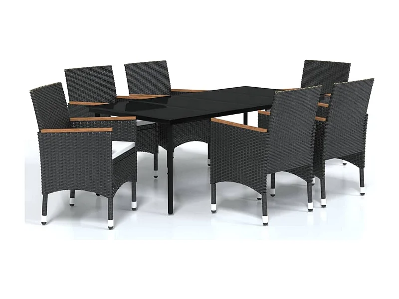 Set da pranzo da giardino 7 pezzi con cuscini nero 02_0014609