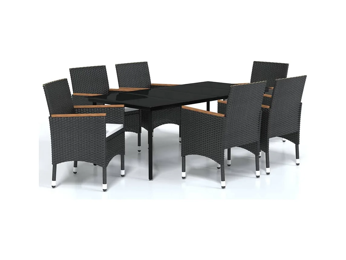 Set da pranzo da giardino 7 pezzi con cuscini nero 02_0014609