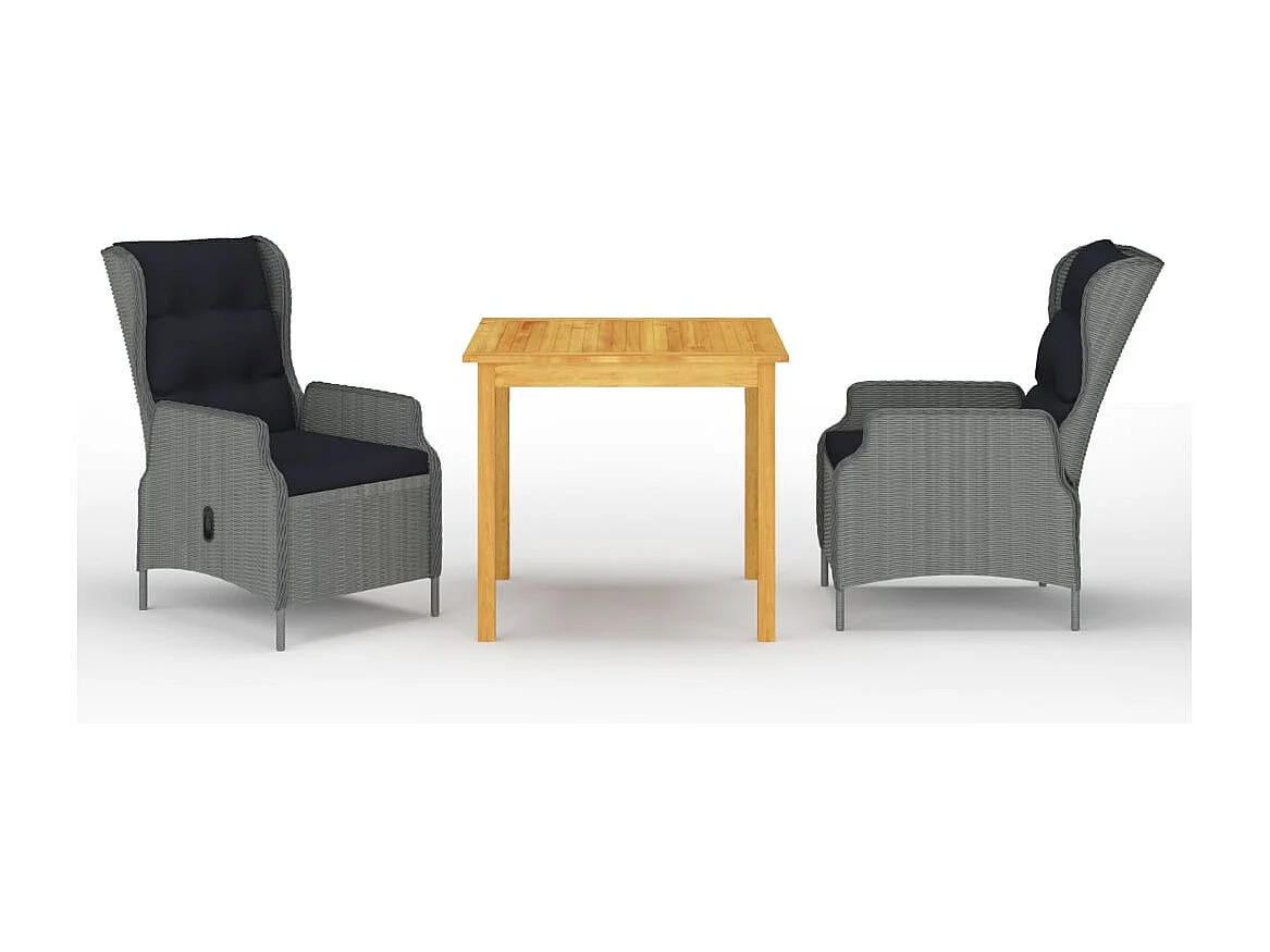 Conjunto de comedor de jardín de 3 piezas muebles de exterior gris claro 02_0013623