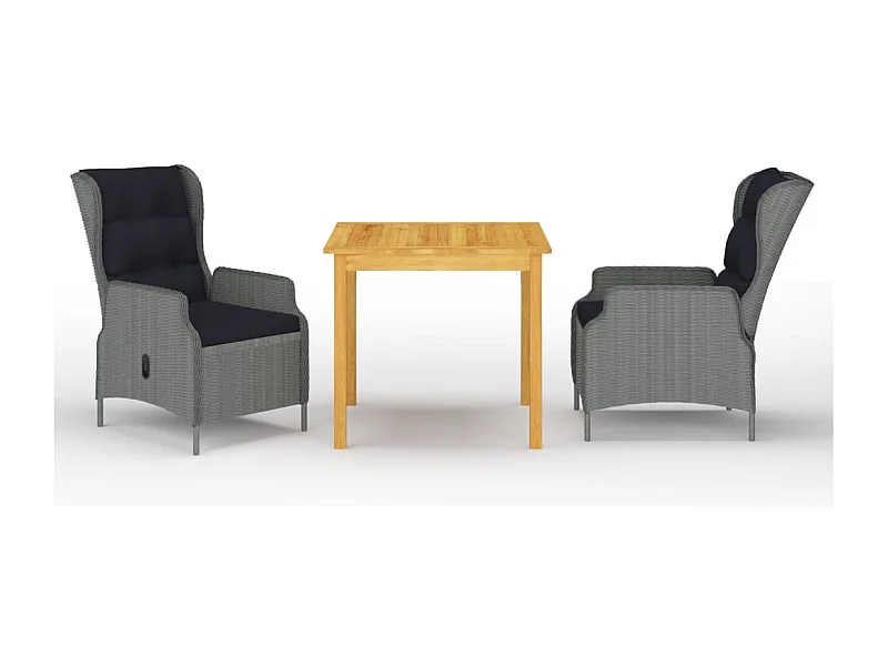 Conjunto de comedor de jardín de 3 piezas muebles de exterior gris claro 02_0013623
