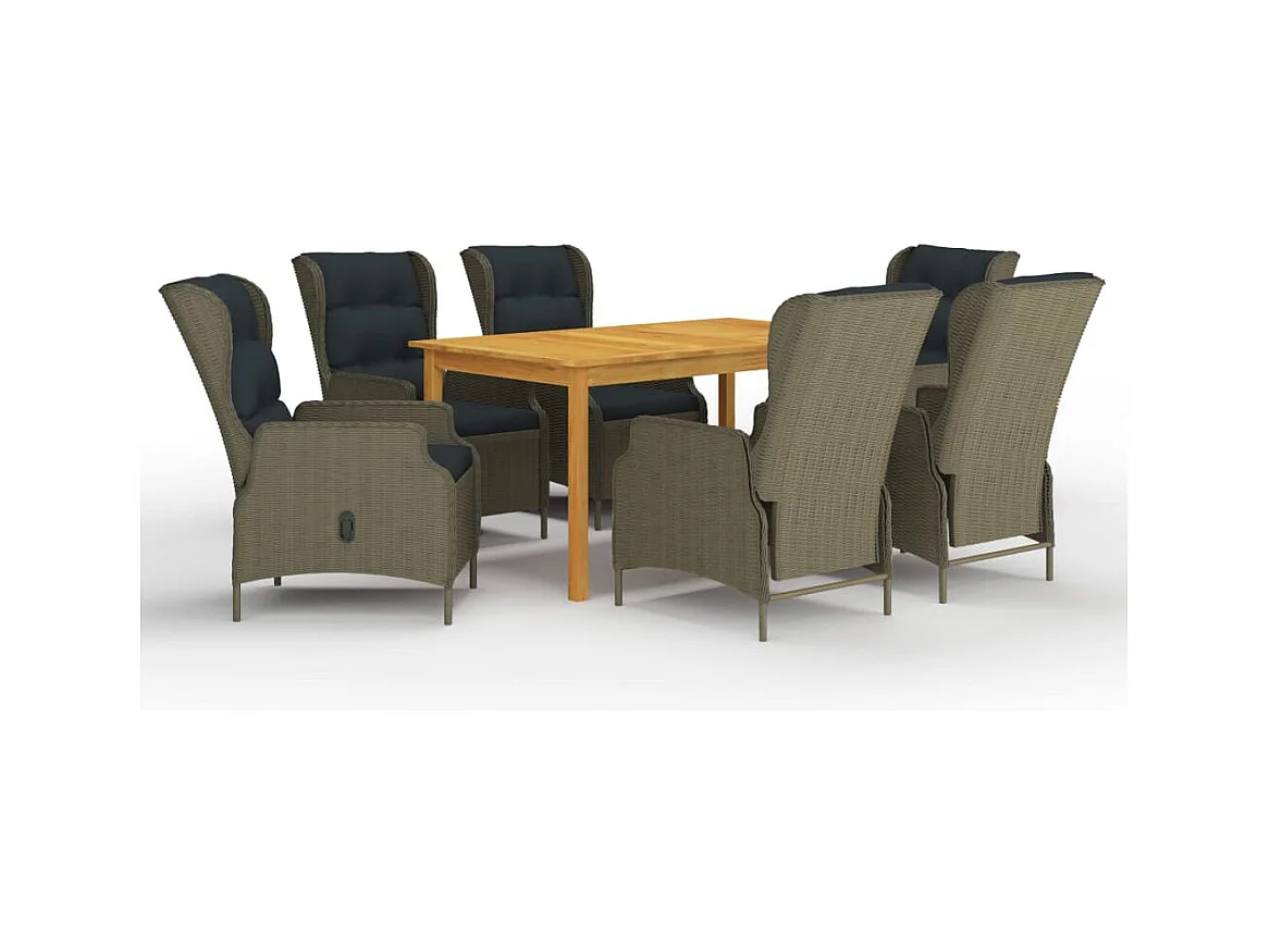 Conjunto de comedor de jardín de 7 piezas para exterior color marrón 02_0013981