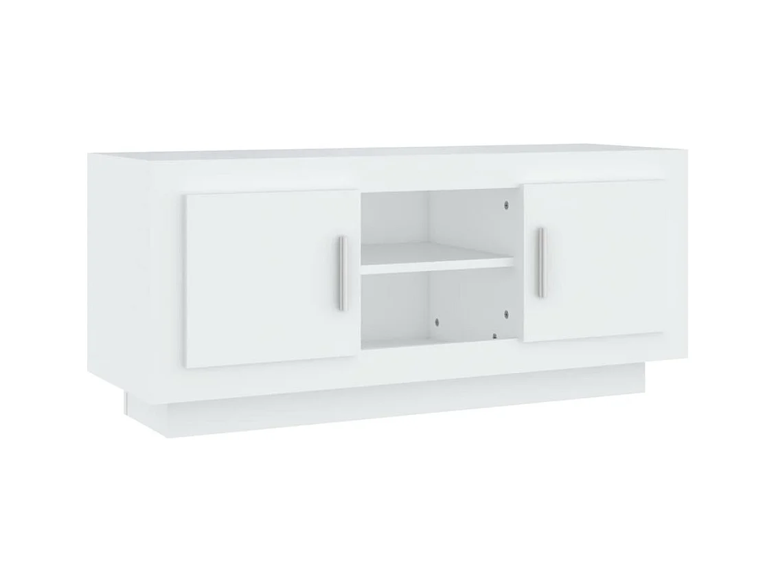 Meuble TV multimédia étagère bois blanc 102 x 35 x 45 cm 02_0025569