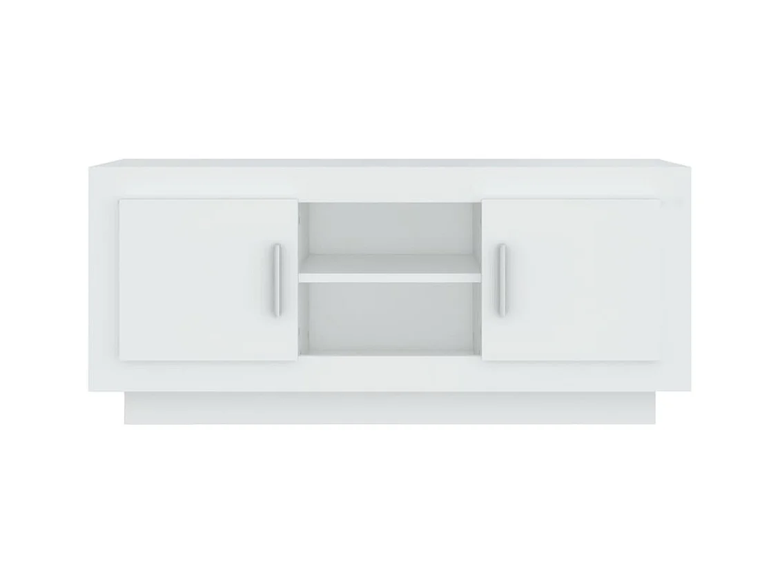 Meuble TV multimédia étagère bois blanc 102 x 35 x 45 cm 02_0025569