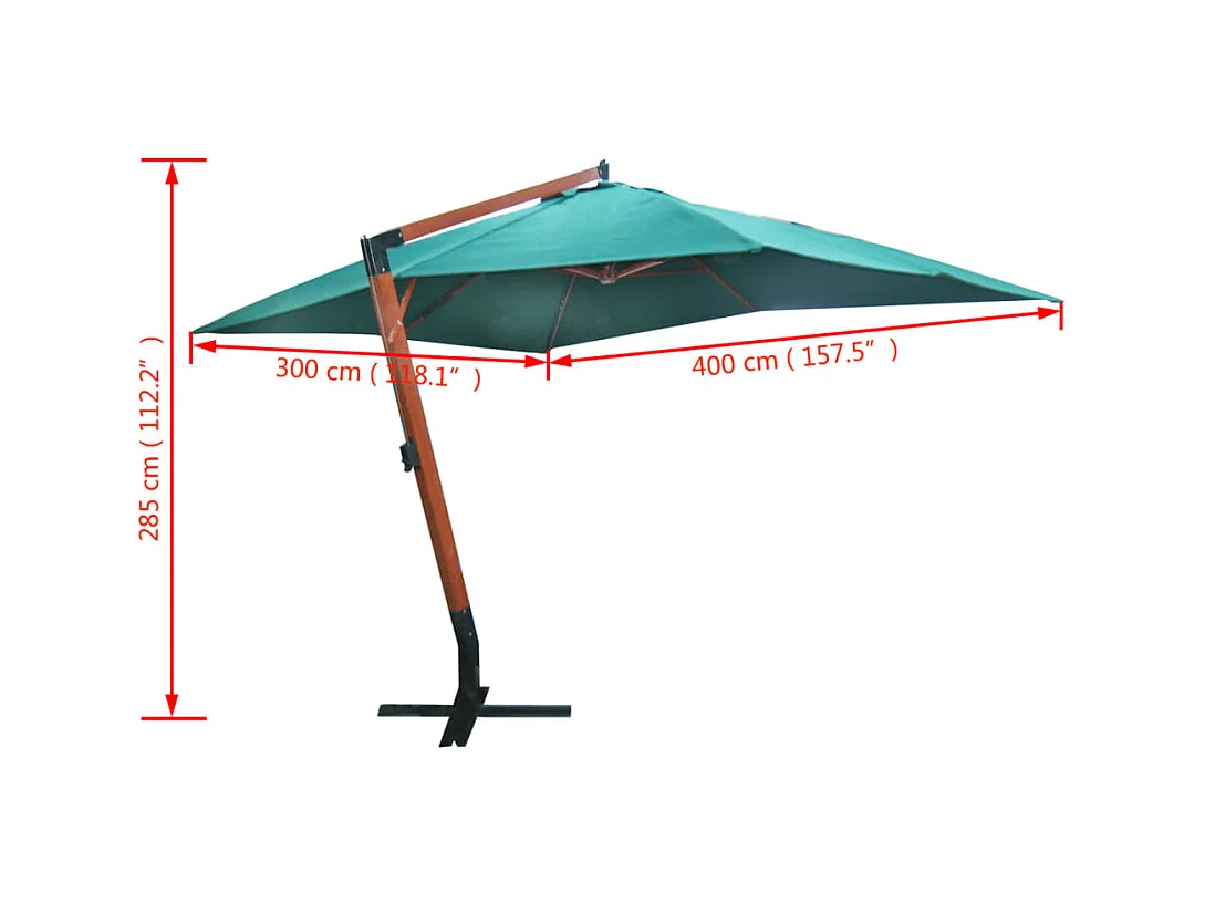 Grande guarda-sol flutuante para exterior 300 x 400 cm verde 02_0008677