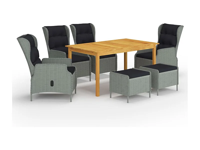 Set da pranzo da giardino 7 pezzi mobili da esterno grigio chiaro 02_0013963