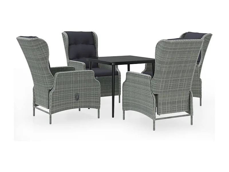 Conjunto de comedor de jardín de 5 piezas muebles de exterior gris claro 02_0013793