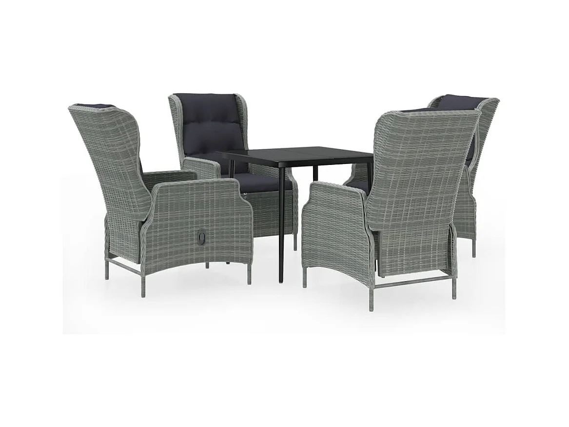 Conjunto de comedor de jardín de 5 piezas muebles de exterior gris claro 02_0013793