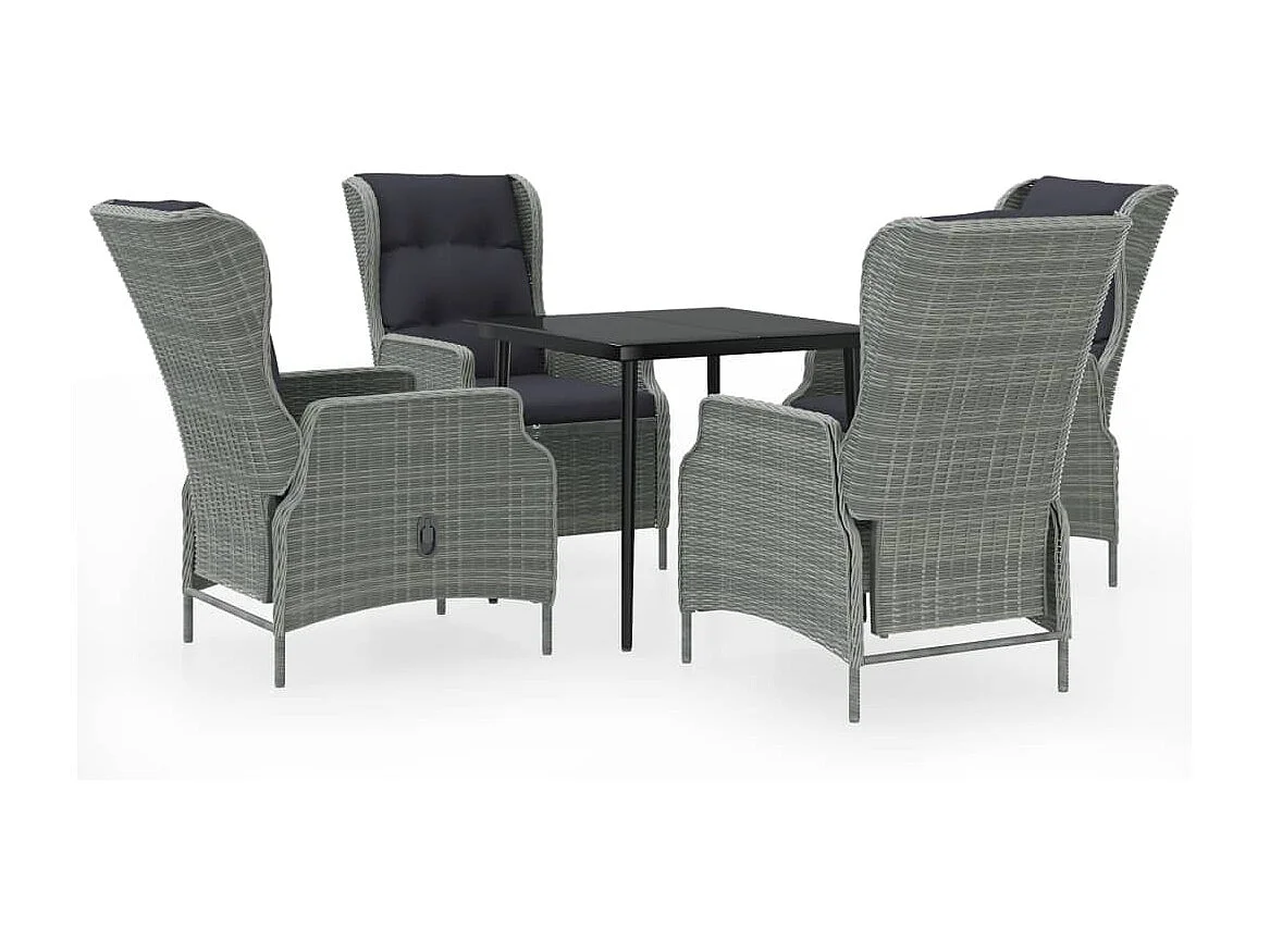 Conjunto de comedor de jardín de 5 piezas muebles de exterior gris claro 02_0013793