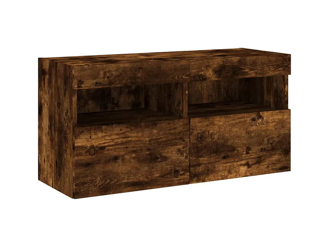 Mobile TV multimediale scaffale TV credenza TV sala da pranzo soggiorno camera da letto a parete con luci LED rovere affumicato 80 x 30 x 40 cm marrone 02_0027991