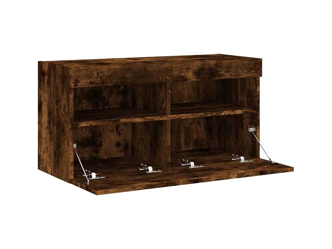 Mobile TV multimediale scaffale TV credenza TV sala da pranzo soggiorno camera da letto a parete con luci LED rovere affumicato 80 x 30 x 40 cm marrone 02_0027991