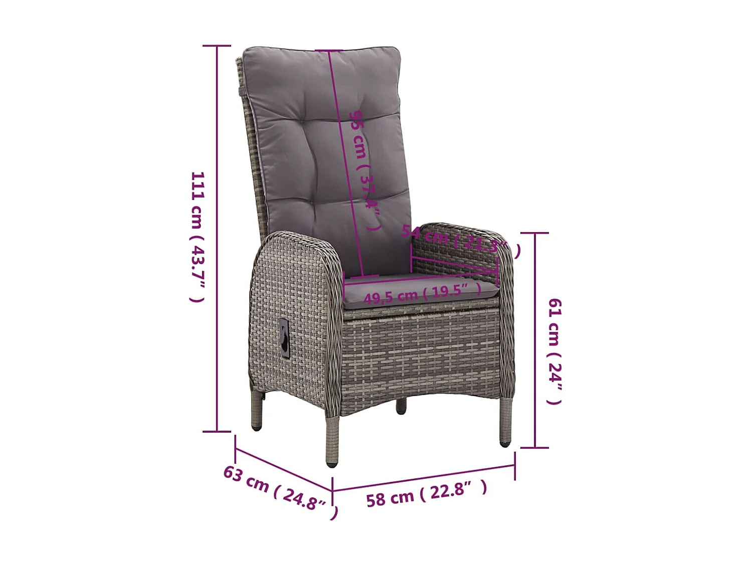 Mobilier de bistro de résine grise 58 x 63 x 111 cm 02_0014548