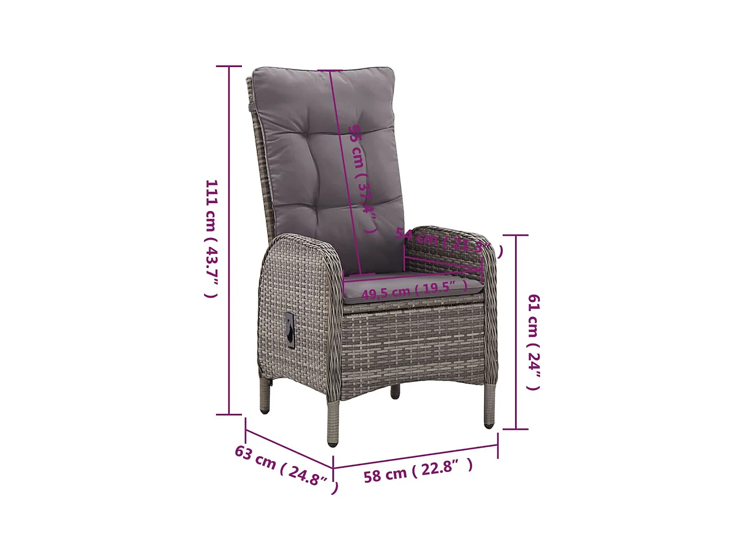 Mobilier de bistro de résine grise 58 x 63 x 111 cm 02_0014548