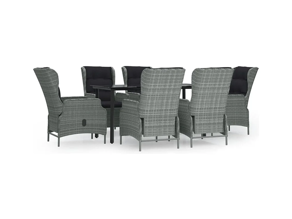 Conjunto de comedor de jardín de 7 piezas gris claro resina de mimbre 02_0014357