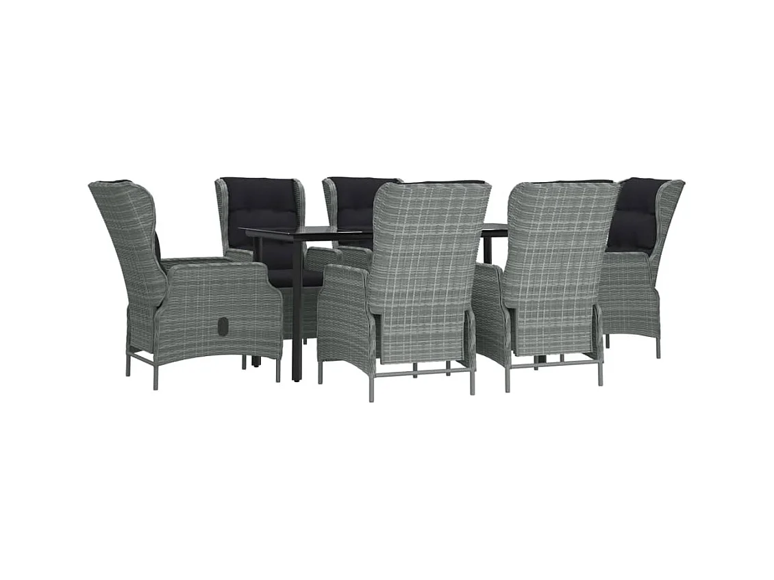 Conjunto de comedor de jardín de 7 piezas gris claro resina de mimbre 02_0014357