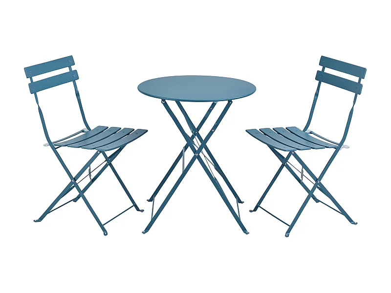 Caprile Garden Bistro Set Pieghevole in Acciaio Turchese 03_0006939