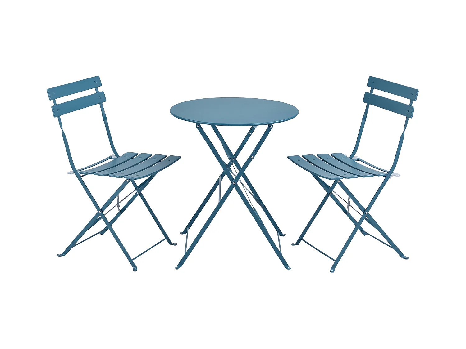 Caprile Garden Bistro Set Pieghevole in Acciaio Turchese 03_0006939