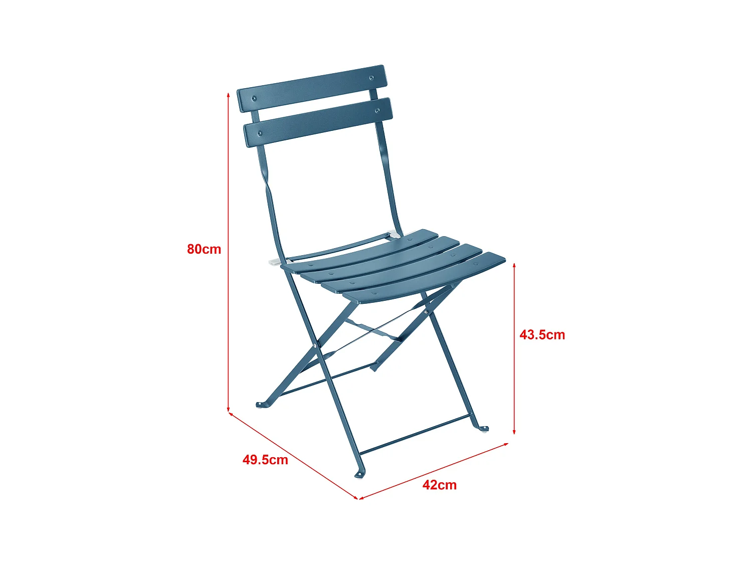 Caprile Garden Bistro Set Pieghevole in Acciaio Turchese 03_0006939