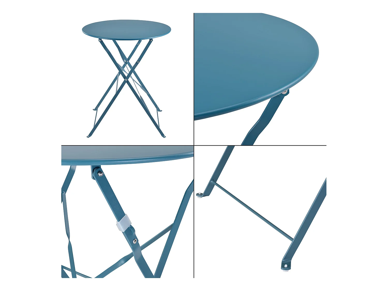 Caprile Garden Bistro Set Pieghevole in Acciaio Turchese 03_0006939