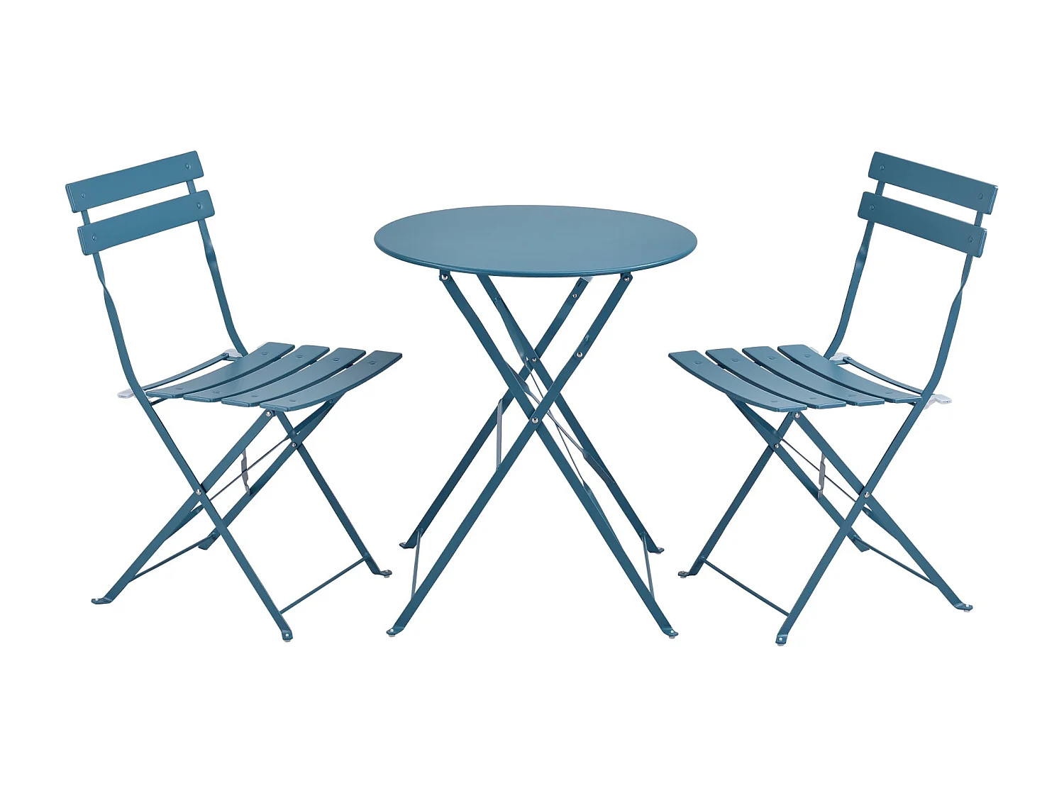 Caprile Garden Bistro Set Pieghevole in Acciaio Turchese 03_0006939