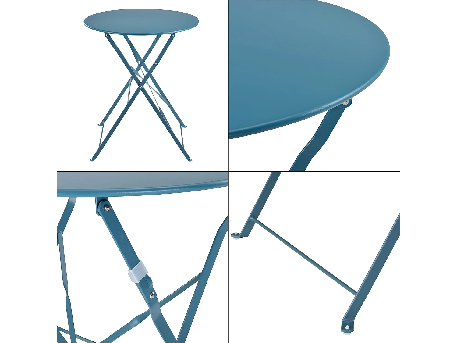 Caprile Garden Bistro Set Pieghevole in Acciaio Turchese 03_0006939