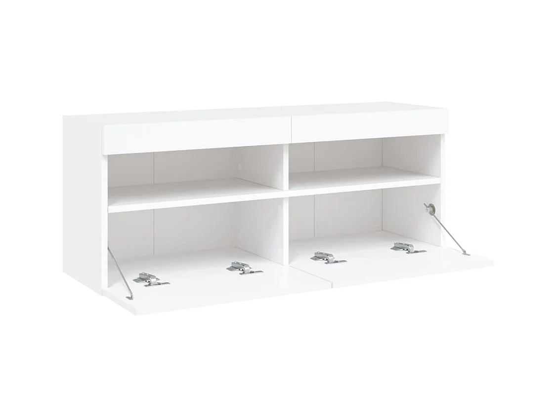 Mueble TV multimedia Estante TV Aparador TV Comedor Salón Dormitorio Montaje en pared con luces LED 100 x 30 x 40 cm Blanco 02_0027835