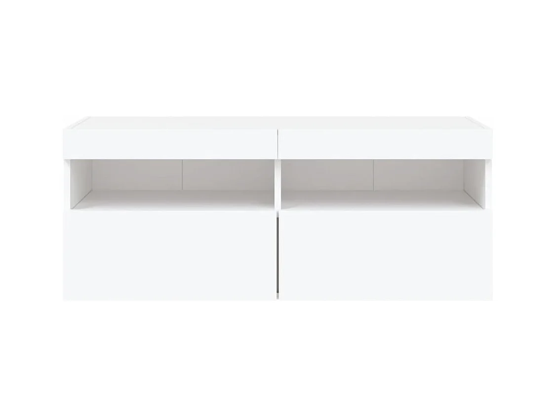 Mueble TV multimedia Estante TV Aparador TV Comedor Salón Dormitorio Montaje en pared con luces LED 100 x 30 x 40 cm Blanco 02_0027835