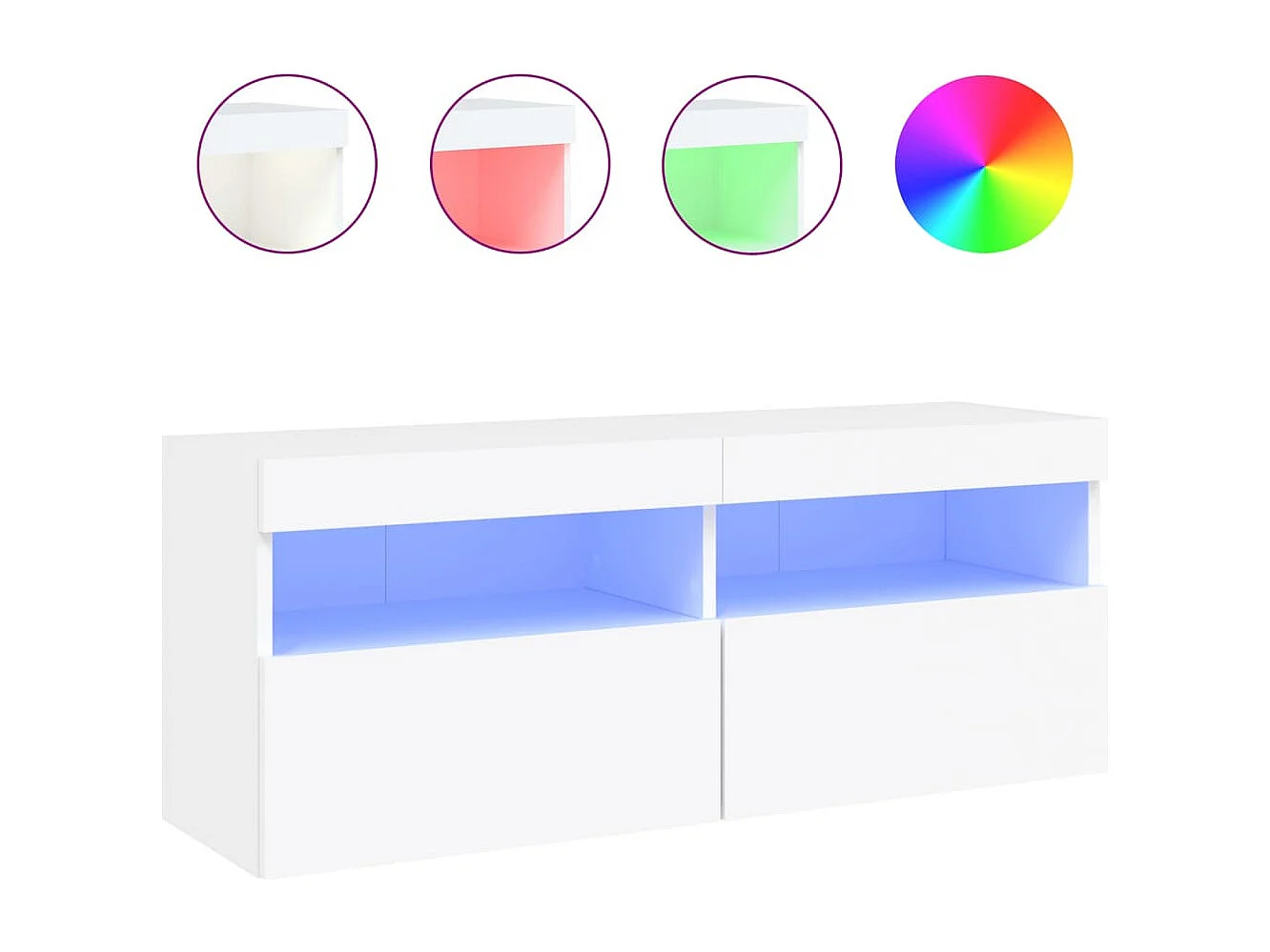 Mueble TV multimedia Estante TV Aparador TV Comedor Salón Dormitorio Montaje en pared con luces LED 100 x 30 x 40 cm Blanco 02_0027835