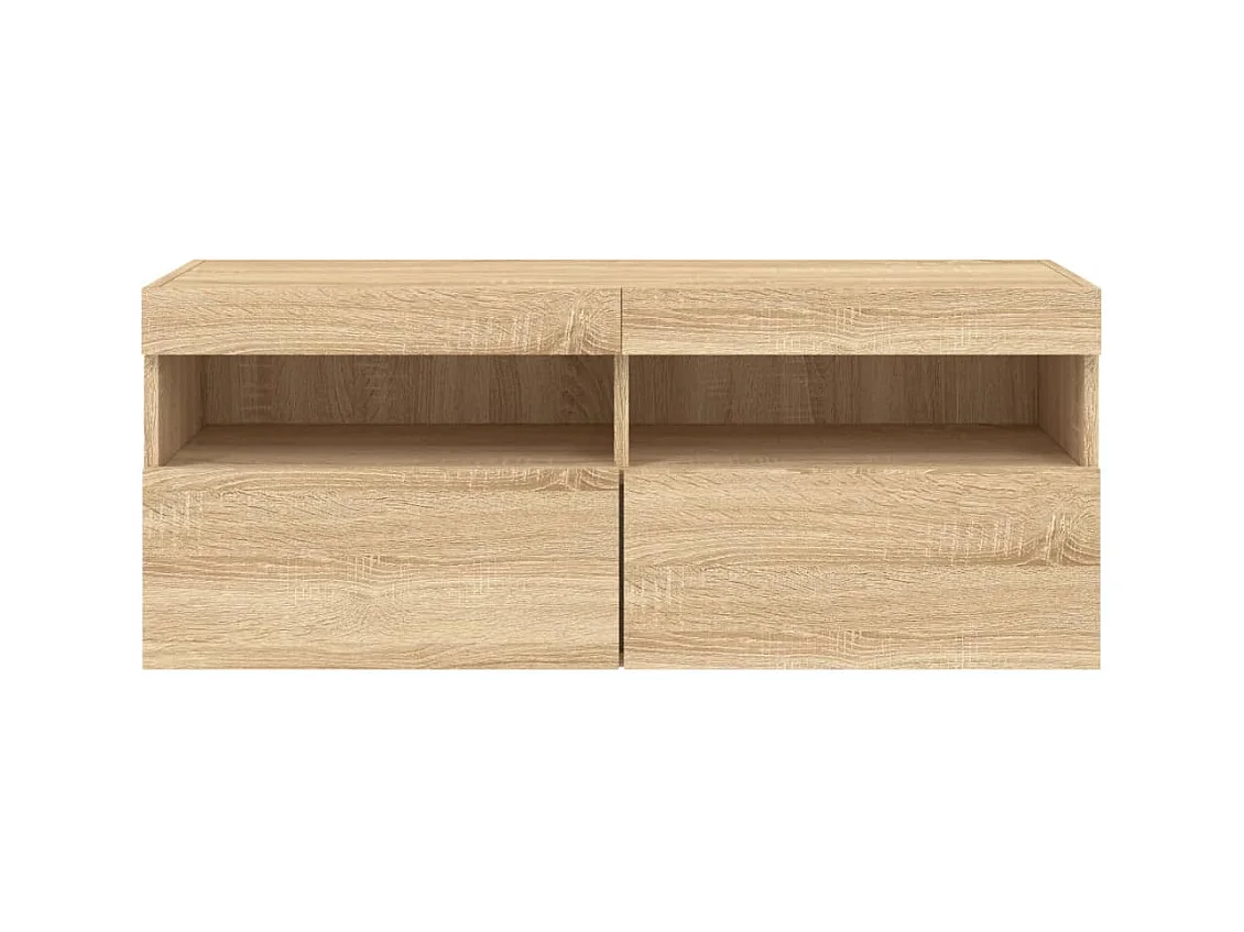 Mobile TV multimediale scaffale TV credenza TV sala da pranzo soggiorno camera da letto a parete con luci LED rovere sonoma 100 x 30 x 40 cm marrone 02_0027999