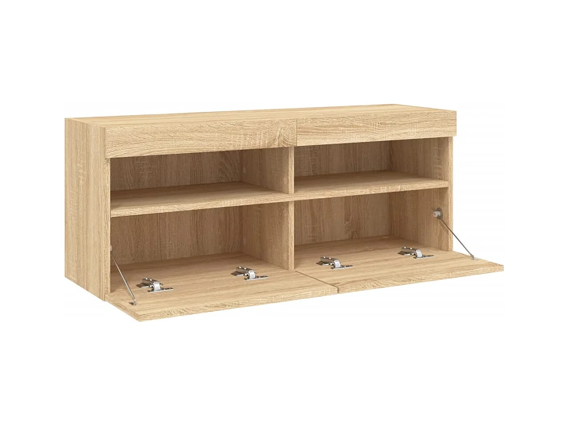Mobile TV multimediale scaffale TV credenza TV sala da pranzo soggiorno camera da letto a parete con luci LED rovere sonoma 100 x 30 x 40 cm marrone 02_0027999