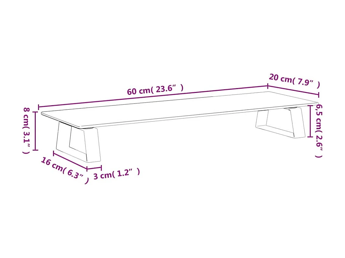 Support de moniteur table métal blanche 60 x 20 x 8 cm 02_0044896