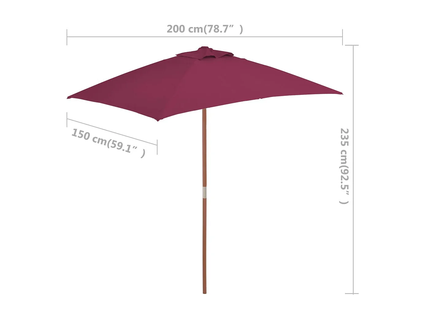 Parasol mobilier de jardin bois marron 150 x 200 x 235 cm 02_0008110