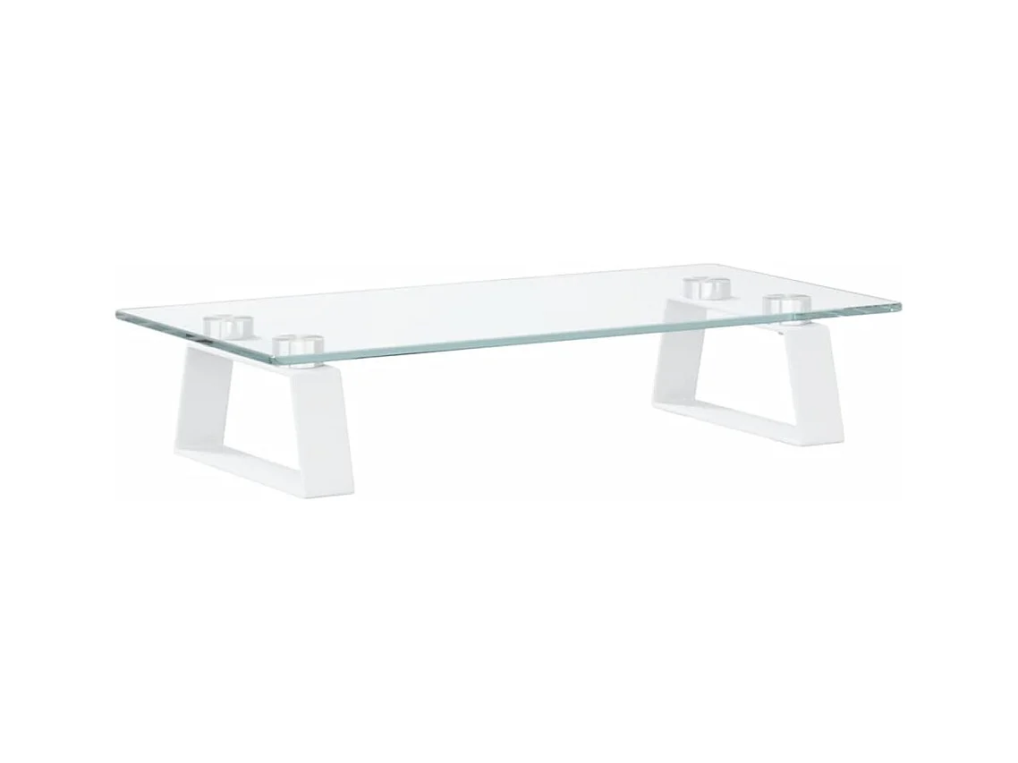 Mesa de escritorio para monitor mueble 40 x 20 x 8 cm cristal templado y metal blanco 02_0044859