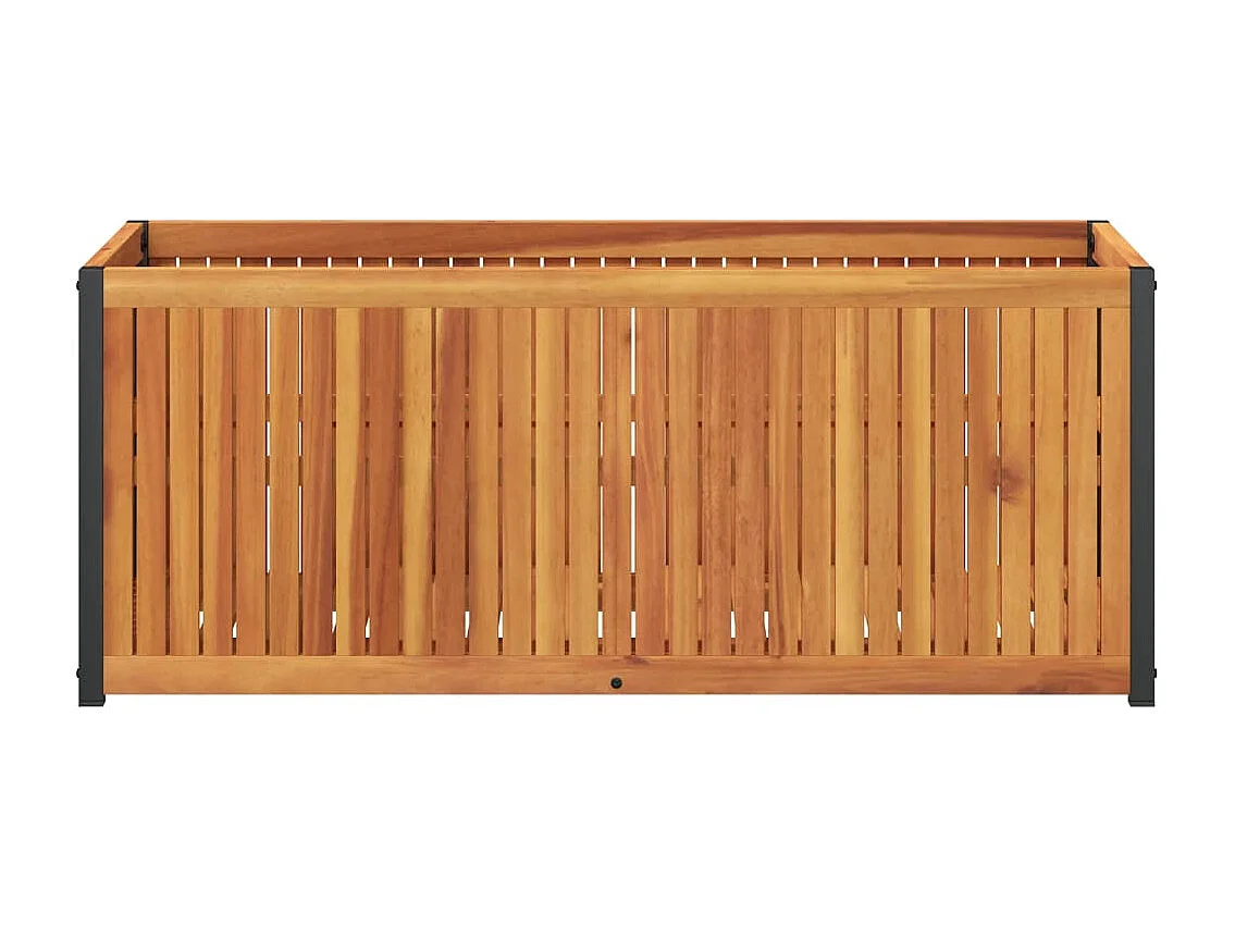 Fioriera rialzata per aiuola da giardino terrazza 110 x 45 x 44 cm legno massello di acacia e acciaio marrone 02_0037359