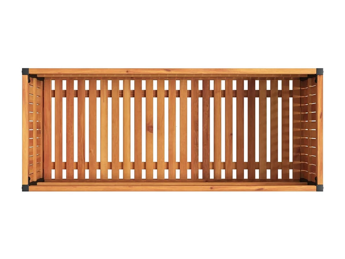Fioriera rialzata per aiuola da giardino terrazza 110 x 45 x 44 cm legno massello di acacia e acciaio marrone 02_0037359