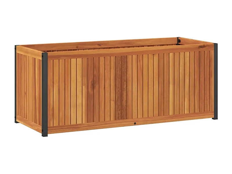 Fioriera rialzata per aiuola da giardino terrazza 110 x 45 x 44 cm legno massello di acacia e acciaio marrone 02_0037359