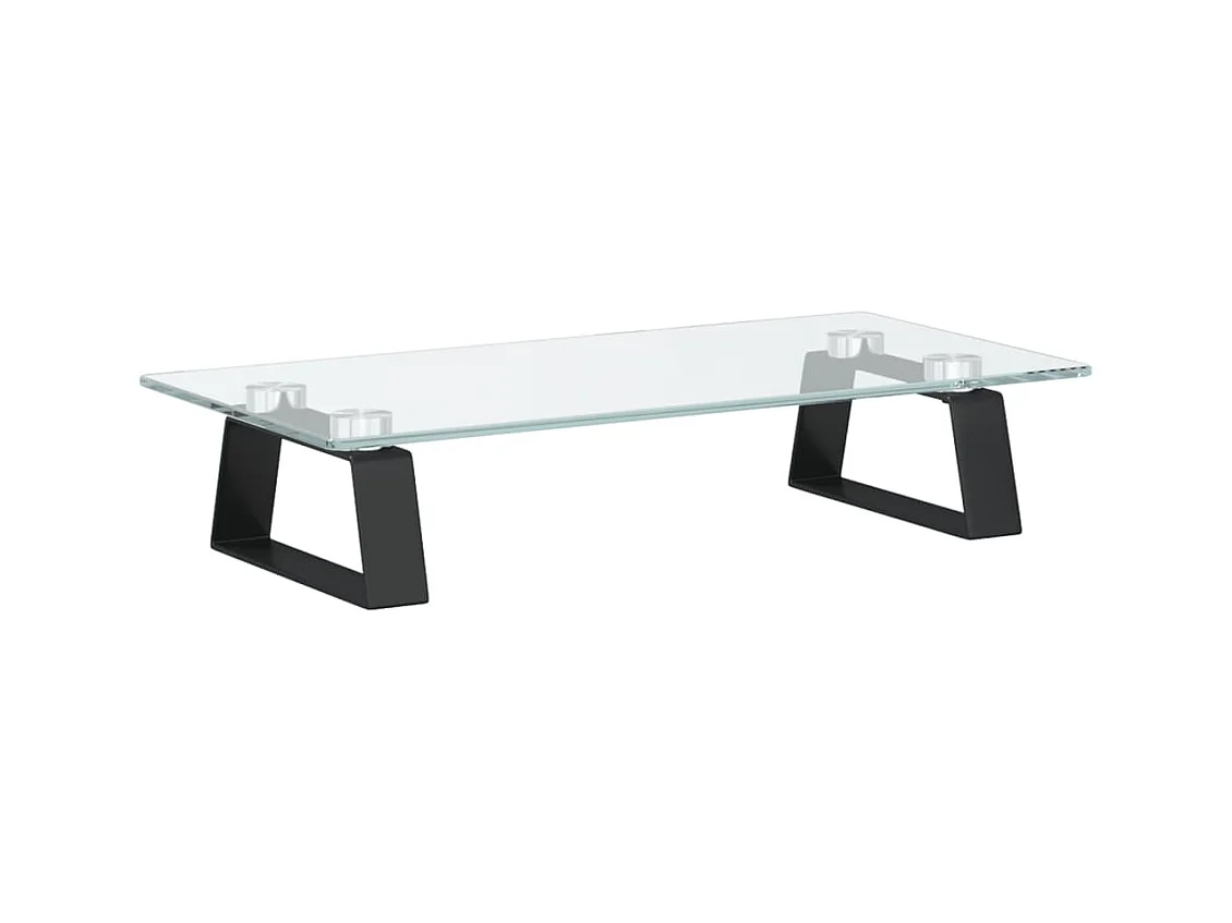 Supporto per monitor da tavolo mobile da scrivania 40 x 20 x 8 cm vetro temperato e metallo nero 02_0044860