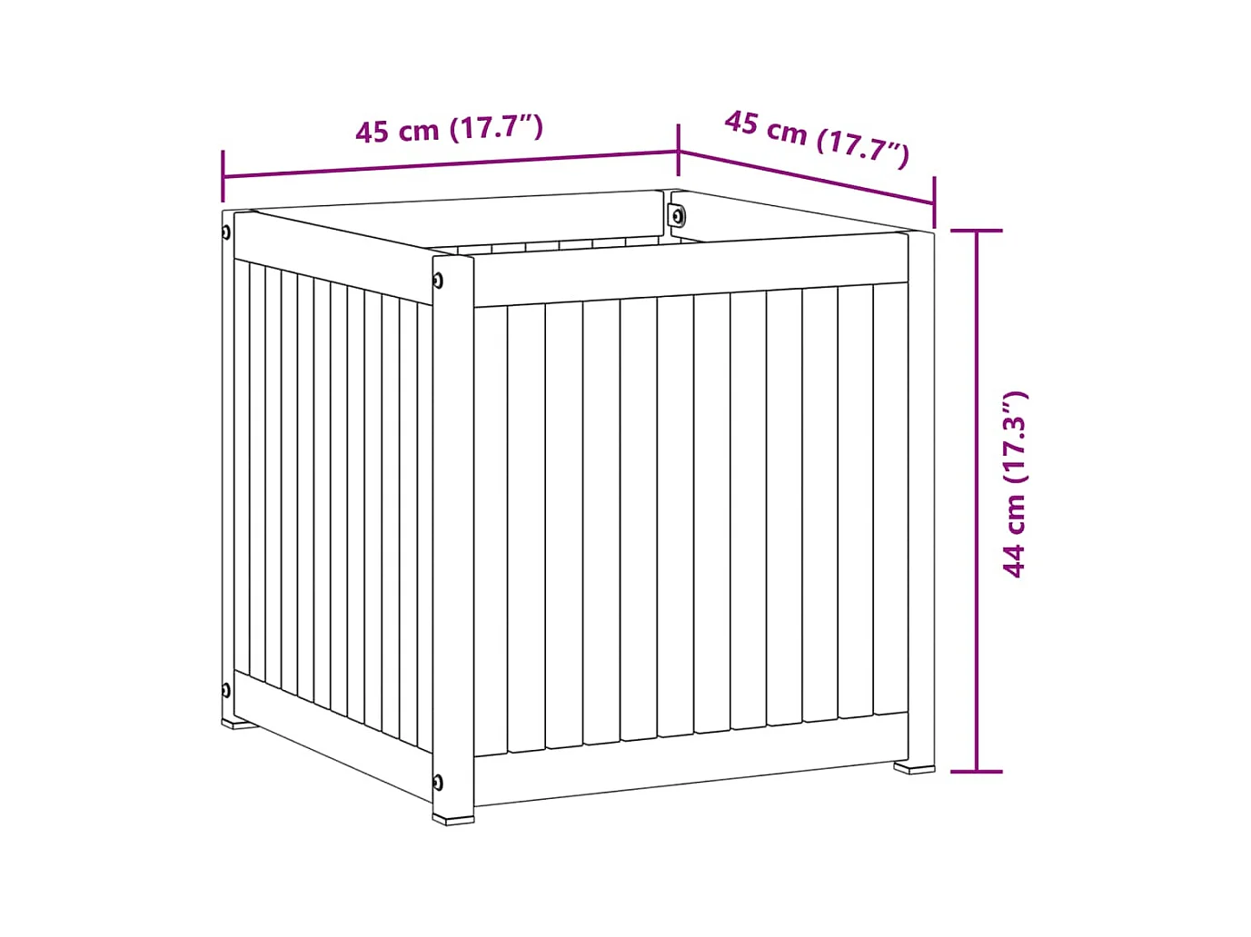 Jardinière bac lit surélevé marron 45 x 45 x 44 cm 02_0037605