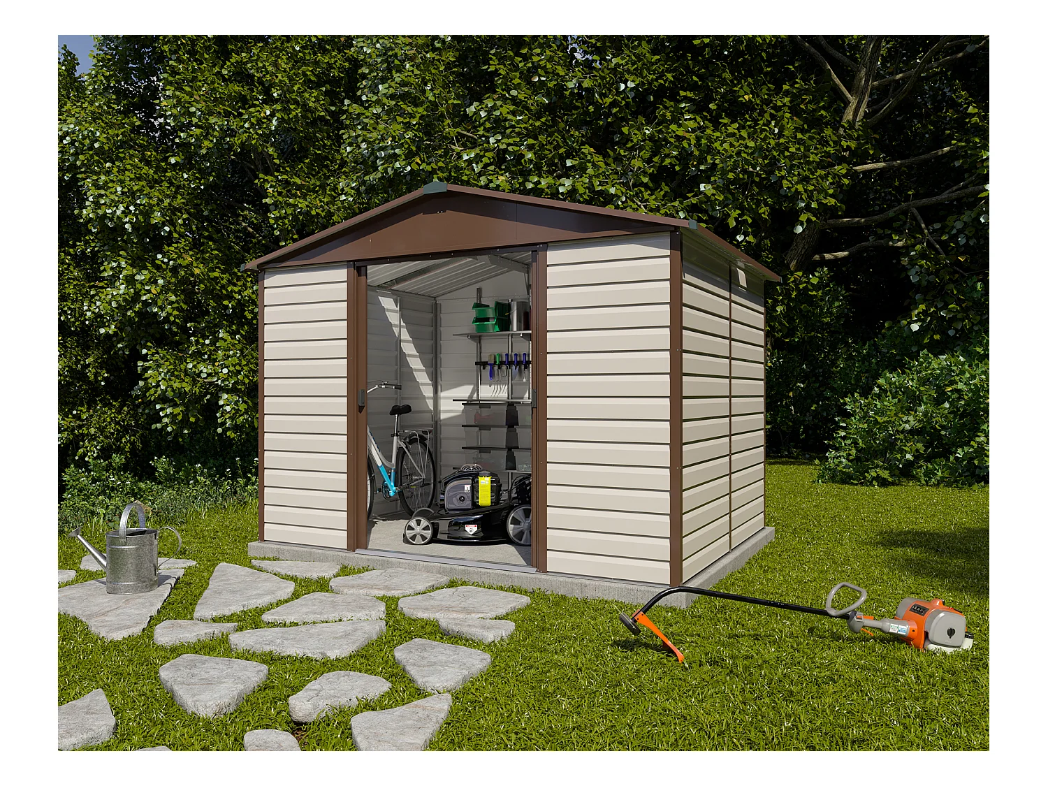 Yardmaster Abri de jardin métal beige et marron 7,18m² - 108tbsl