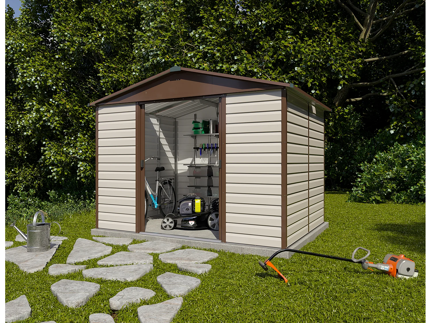 Yardmaster Abri de jardin métal beige et marron 7,18m² - 108tbsl