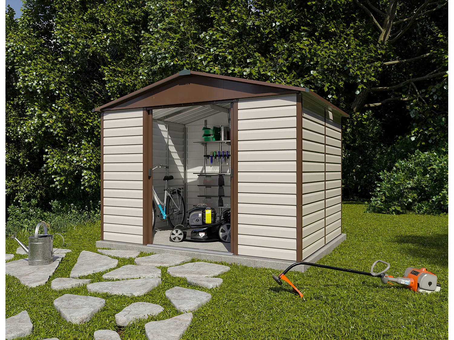 Yardmaster Abri de jardin métal beige et marron 7,18m² - 108tbsl
